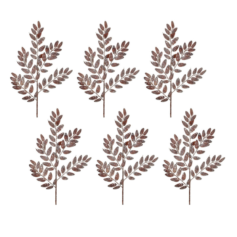 Melrose Glittered Leaf Spray (Set of 6)