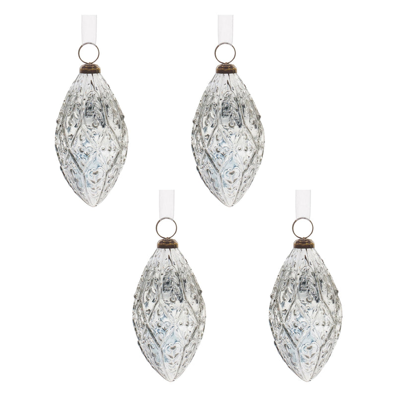 Melrose Clear Ornamental Glass Ornament (Set of 4)