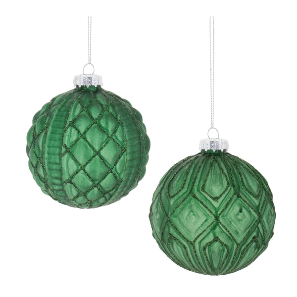 Melrose Glitter Frosted Glass Ball Ornament (Set of 12)