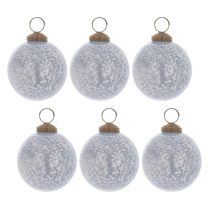Melrose Slate Blue Soda Lime Glass Ball Ornament (Set of 6)