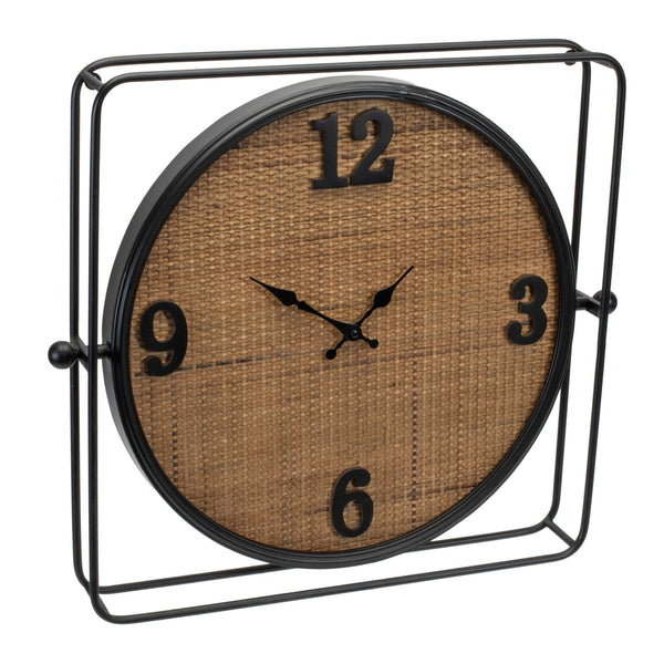 Melrose 20” Square Rustic Wall Clock, Rustic, Industrial, Battery Operated