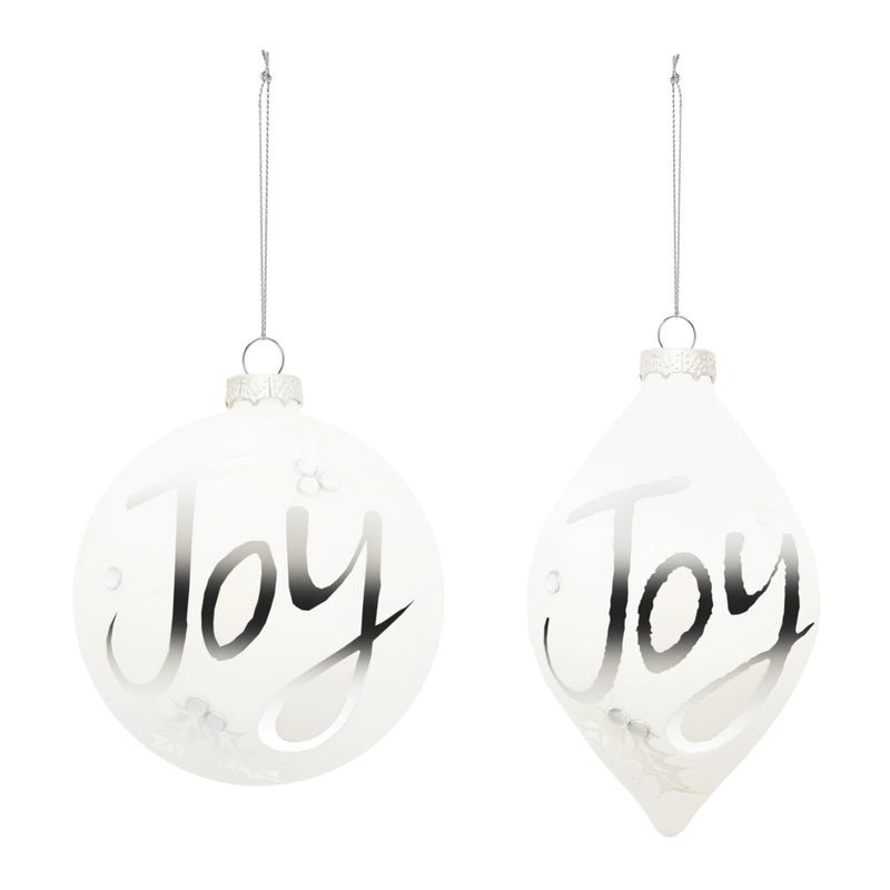 Melrose Frosted Glass Joy Ornament (Set of 6)
