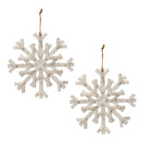 Melrose Distressed Fir Wood Snowflake (Set of 2)