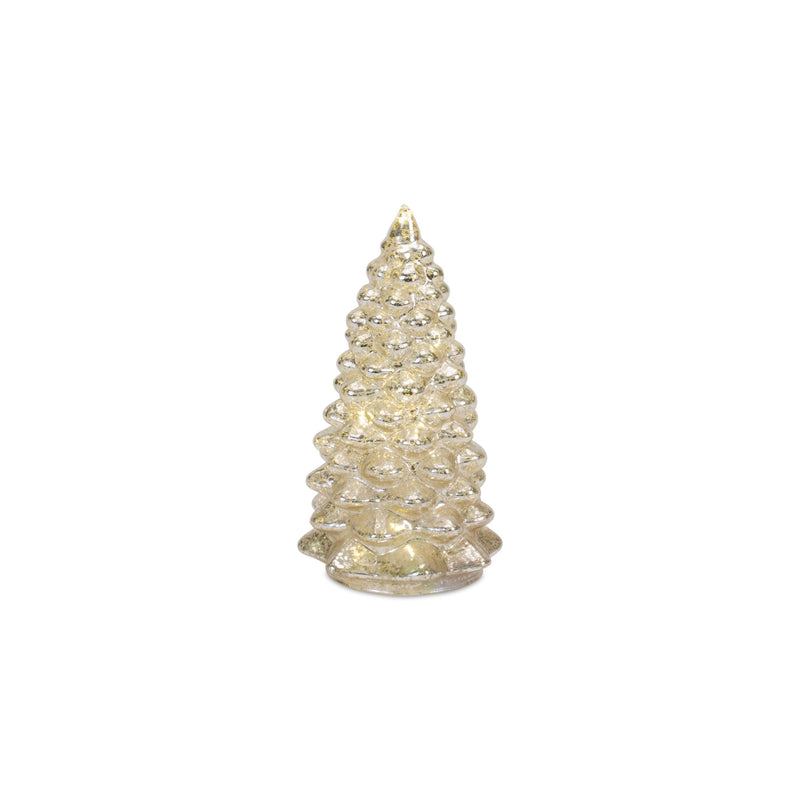 Melrose LED Lighted Mercury Glass Holiday Tree Decor (Set of 4)