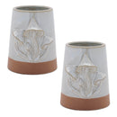 Melrose Tapered Porecelain Planter with Mushrooms Set of 2 Planter, Porcelain