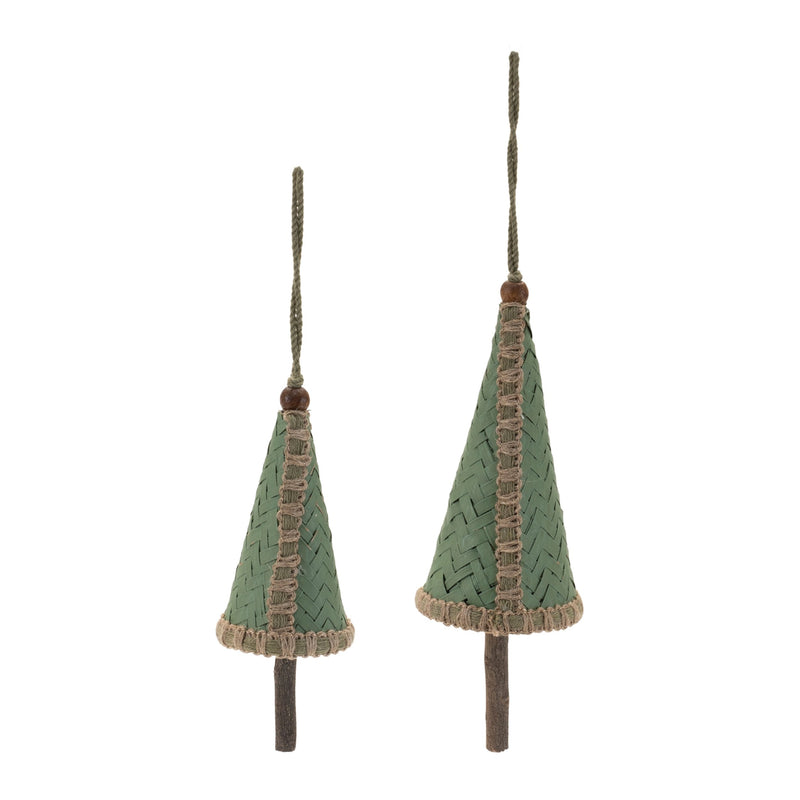Melrose Woven Bamboo Pine Tree Ornament (Set of 4)