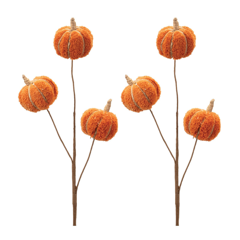 Melrose Plush Fall Pumpkin Spray (Set of 2)