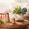 Melrose Wood Floral Patterned Mushroom (Set of 2)