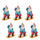 Melrose Glass Snowboarding Santa Ornament (Set of 6)