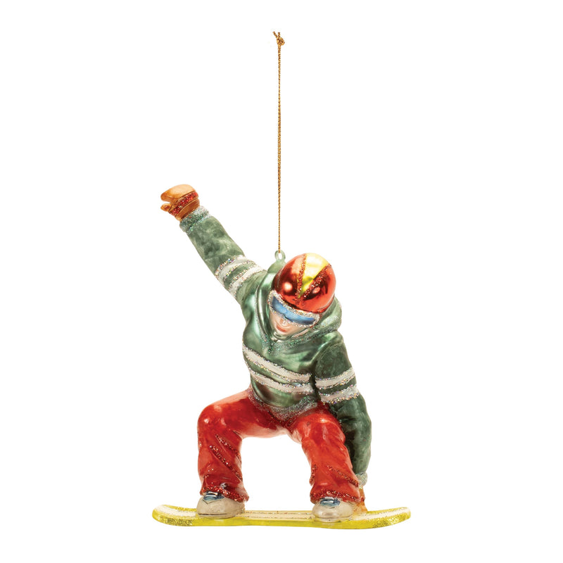 Melrose Glittered Glass Snowboarder Ornament (Set of 6)