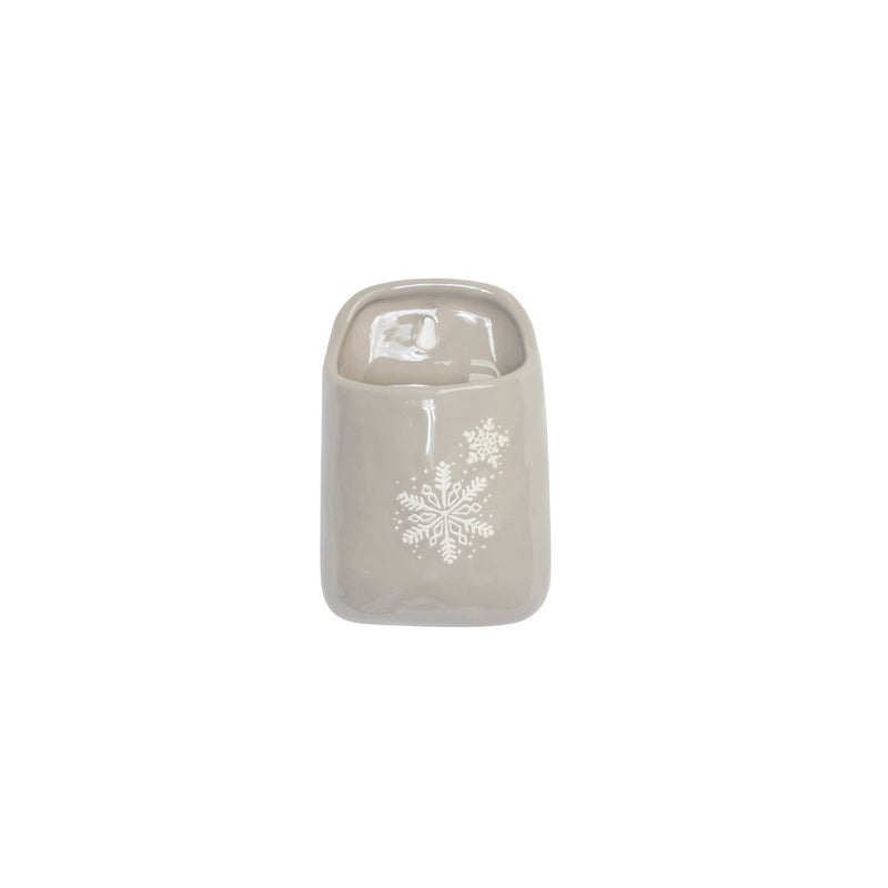 Melrose Stoneware Wall Pocket with Snowflake Design (Set of 2)