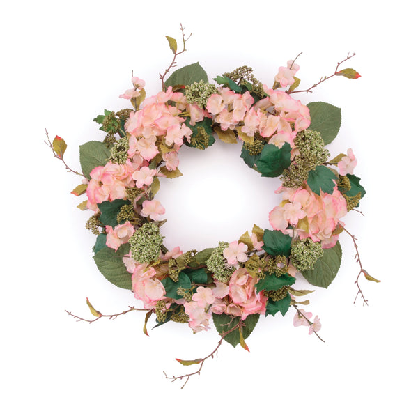 Melrose Hydrangea and Seedum Floral Wreath 32"D