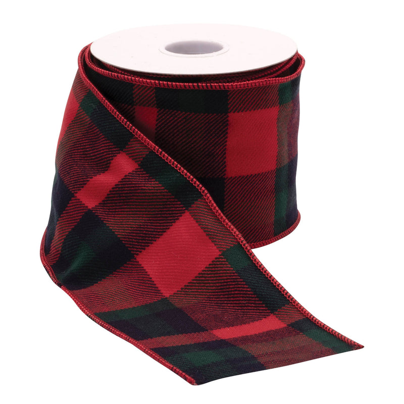 Melrose Red and Black Plaid Wired Ribbon (Set of 2)