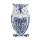 Melrose White Washed Owl Decor with Blue Floral Design 6.5 inchH (Set of 2) Mult