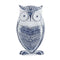 Melrose White Washed Owl Decor with Blue Floral Design 6.5 inchH (Set of 2) Mult