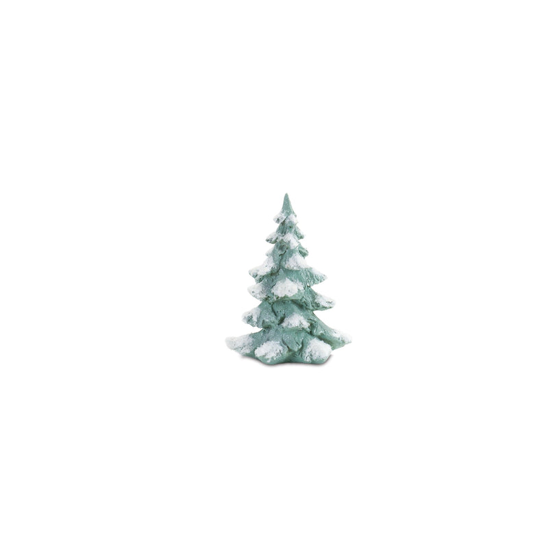 Melrose Flocked Seafoam Pine Tree with Carved Design (Set of 4)