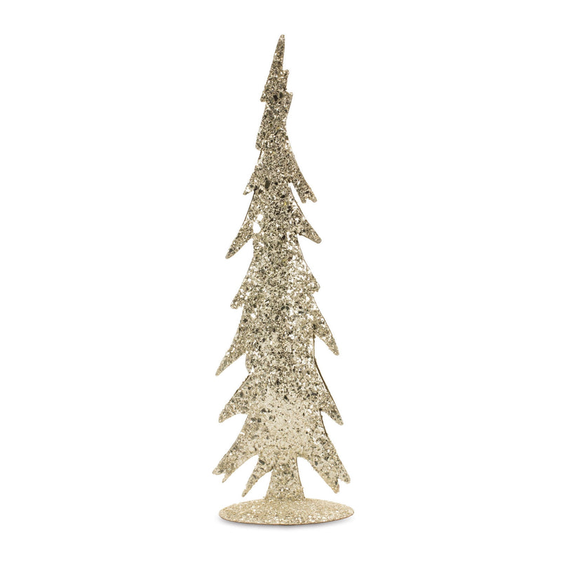 Melrose Gold Mosaic Glass Pine Tree (Set of 2)