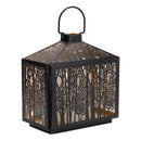 Melrose Forest Cut Metal Lantern with Gold Accent 12"H Rustic Black  Gold