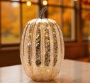 Melrose LED Mercury Glass Pumpkin Decor (Set of 2) Orange Farmhouse Glass LED Fa