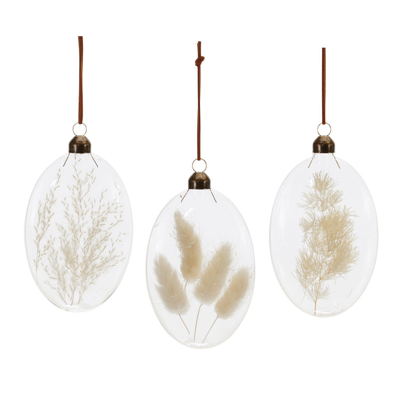 Natural Dried Floral Glass Ornament (Set of 12)