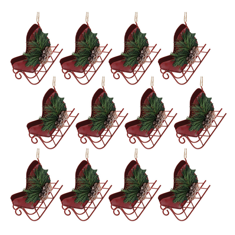 Melrose Metal Sleigh Ornament (Set of 12)