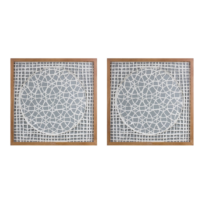 Melrose Framed Paper Mache Wall Art, Modern, Wood