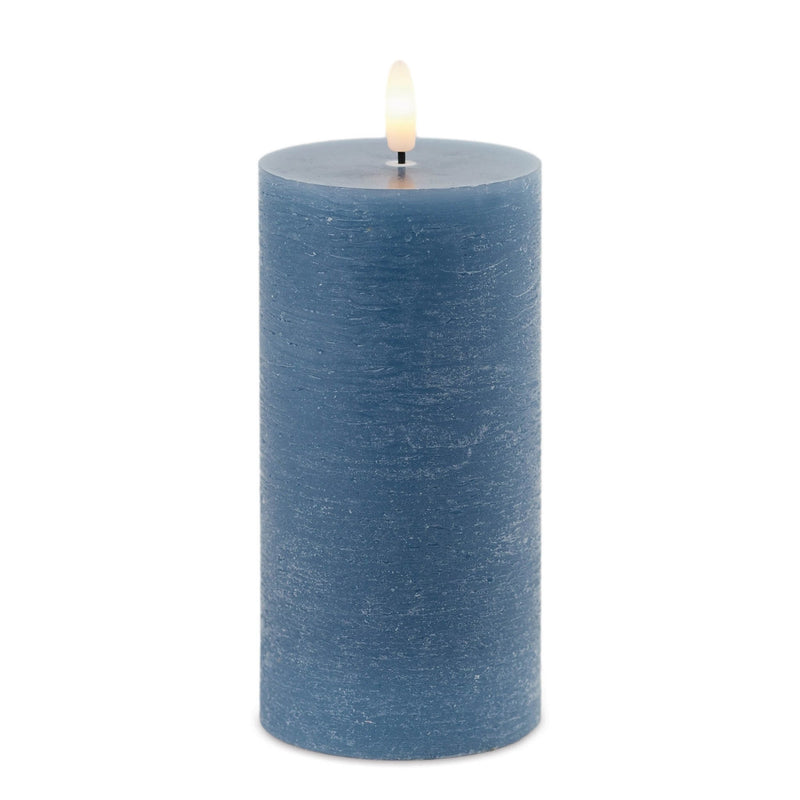 Melrose FIA Wick Blue Pillar Candle (Set of 2)