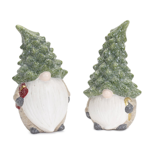 Melrose Terra Cotta Gnome Figurine with Pine Tree Hat (Set of 2)