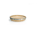 Melrose Round Woven Bamboo Tray with Galvanized Metal Accent (Set of 3)