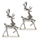 Melrose Hammered Metal Holiday Reindeer (Set of 2)