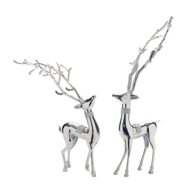 Melrose Metal Deer Statue (Set of 2)