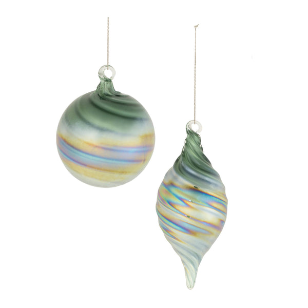 Melrose Green Iridescent Ornaments (Set of 12)