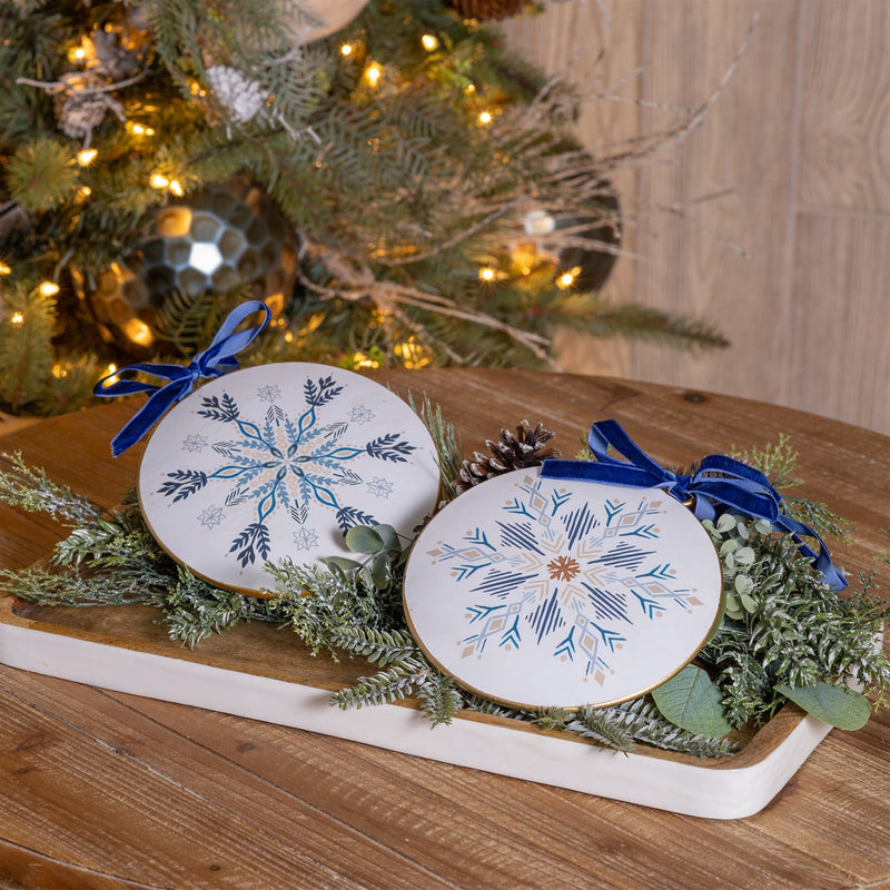 Metal Modern Snowflake Disc Ornament (Set of 12)