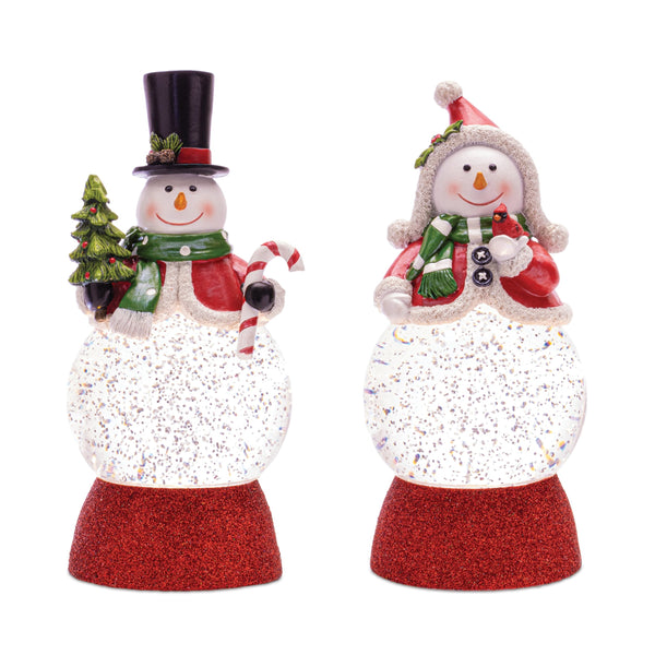 Melrose LED Holiday Snowman Snow Globe (Set of 2)