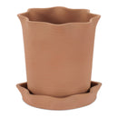 Melrose Wavy Ceramic Planter with Saucer 7"H Planter, Wavy Patterned, Ceramic