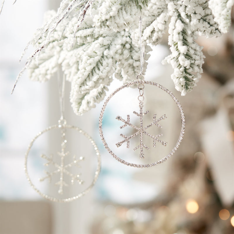Melrose Jeweled Metal Hanging Snowflake Ornament (Set of 12)
