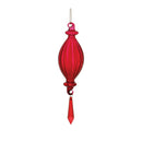 Melrose Red Ribbed Glass Drop Ornament with Jewel (Set of 3)