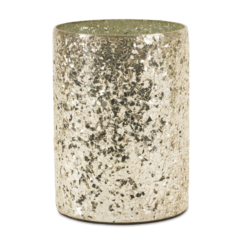 Melrose Gold Mosaic Glass Candle Holder (Set of 2)