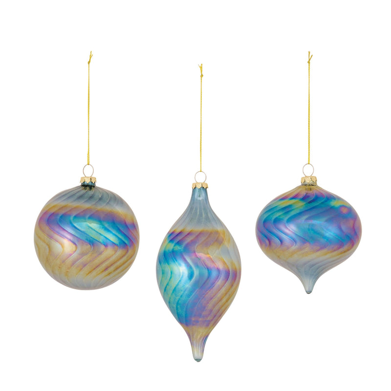 Irredescent Glass Swirl Ornament (Set of 6)