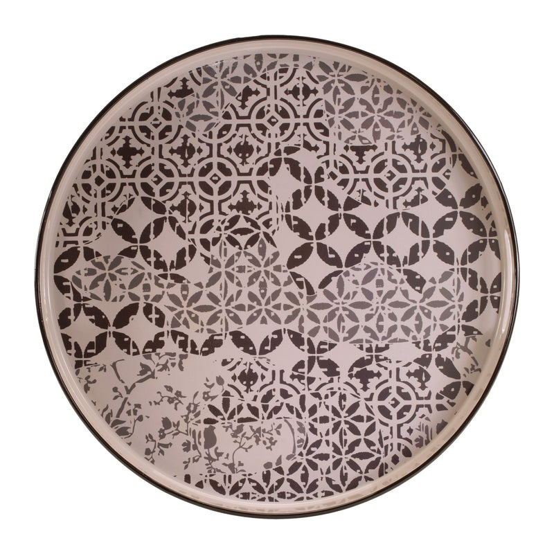 Melrose Round Ornate Geometric Print Tray 17.5"D