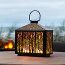 Melrose Forest Cut Metal Lantern with Gold Accent 12"H Rustic Black  Gold