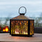 Melrose Forest Cut Metal Lantern with Gold Accent 12"H Rustic Black  Gold