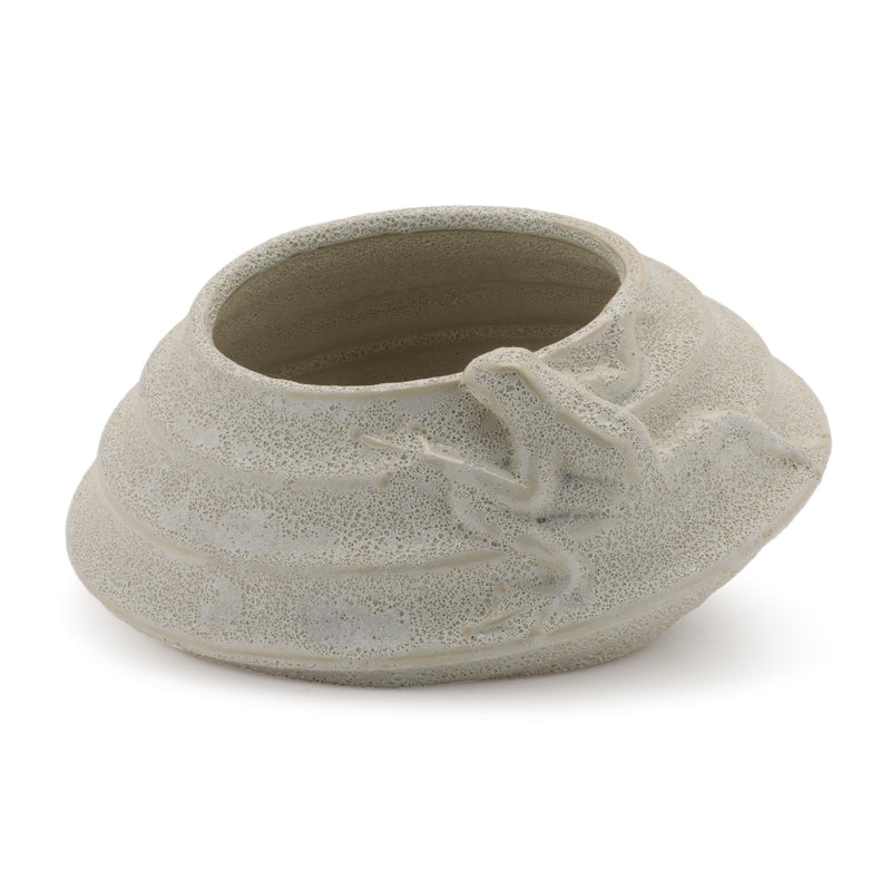 Melrose Round Porcelain Planter with Frog Set of 2 Planter, Porcelain