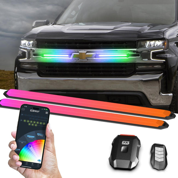 XKGlow XKmax 2pc 14in DRL Truck Grill DRL Flexible Light App Con - MX-DRL-14-KIT