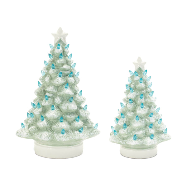 Melrose LED Ceramic Christmas Tree (Set of 2)