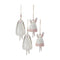 Melrose Blush Bunny and Hedgehog Bell Hanging Garden Accent (Set of 4)