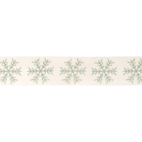 Melrose Jeweled Snowflake Wired Ribbon 4" x 5 Yds.