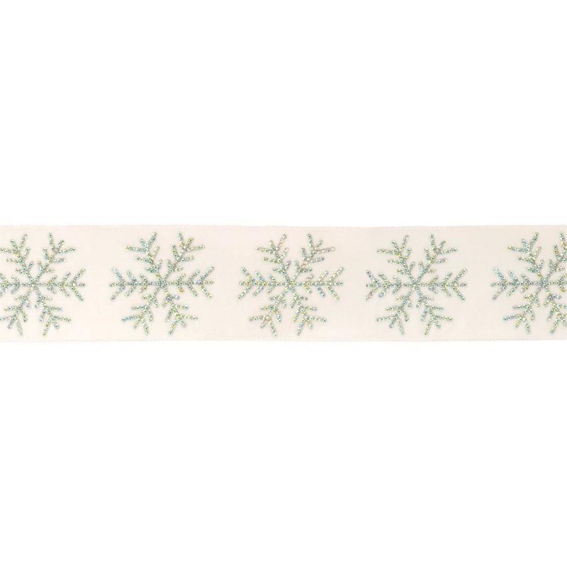 Melrose Jeweled Snowflake Wired Ribbon 4" x 5 Yds.