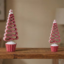 Melrose Glittered Ribbon Candy Tree (Set of 2)