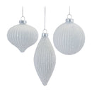 Glitter Ribbed Glass Ornament (Set of 12)